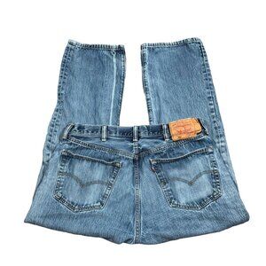 Vintage Y2K Levi’s 501 Blue Denim Distressed‎ Jeans Button Fly Actual 36x28.5